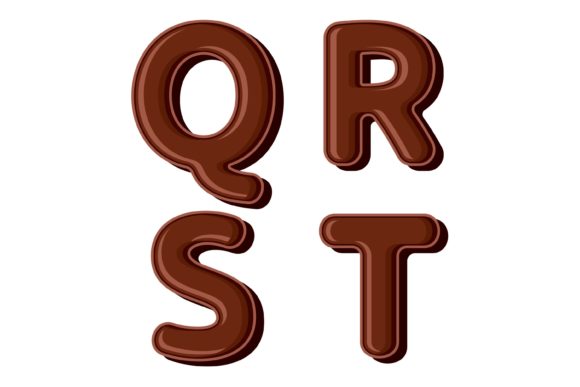 Chocolate Letter Q R S T Isolated