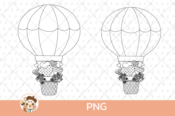 Hot Air Balloon Heart in Outline Style: A Versatile Design for Modern Creators