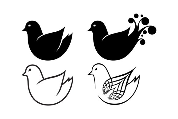 Set of Cartoon Doodle Birds Icons